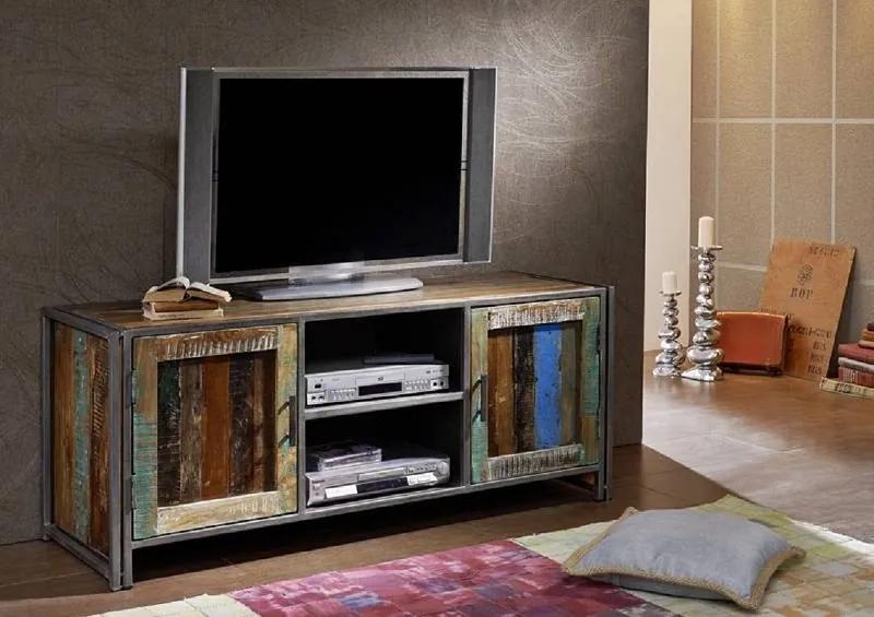 Masiv24 - PORTO TV stolík so skrinkami 150x60 cm, staré drevo