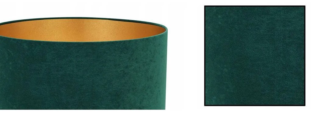 Závesné svietidlo Mediolan, 1x tmavozelené/zlaté textilné tienidlo, (fi 35cm)