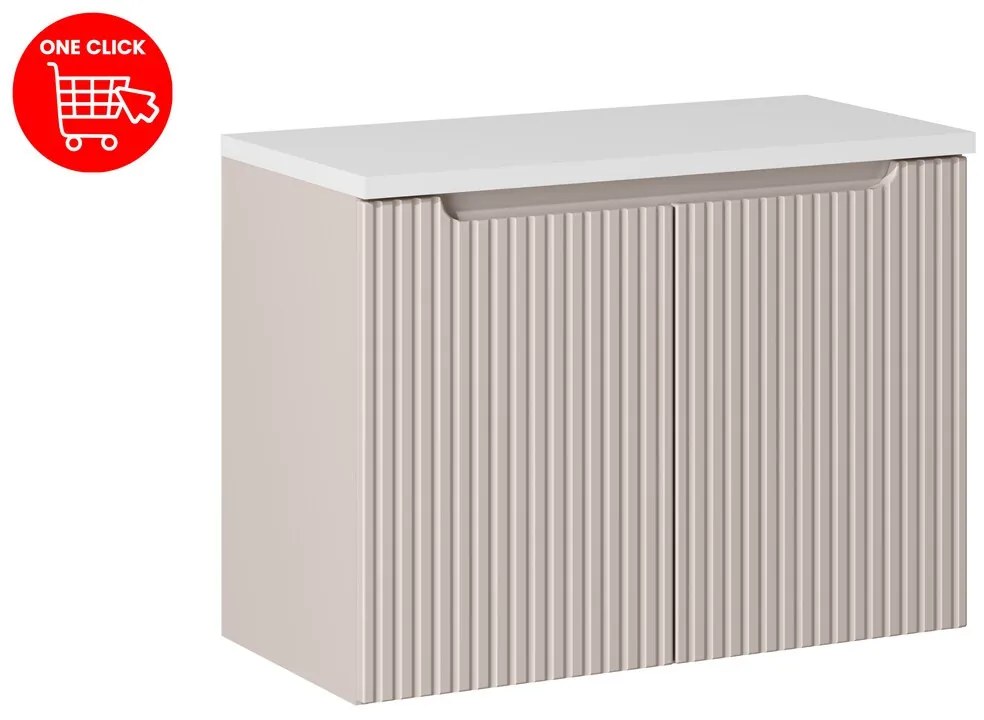Závěsná skříňka pod umyvadlo Nova Cashmere I s deskou 80 cm kašmír/bílá