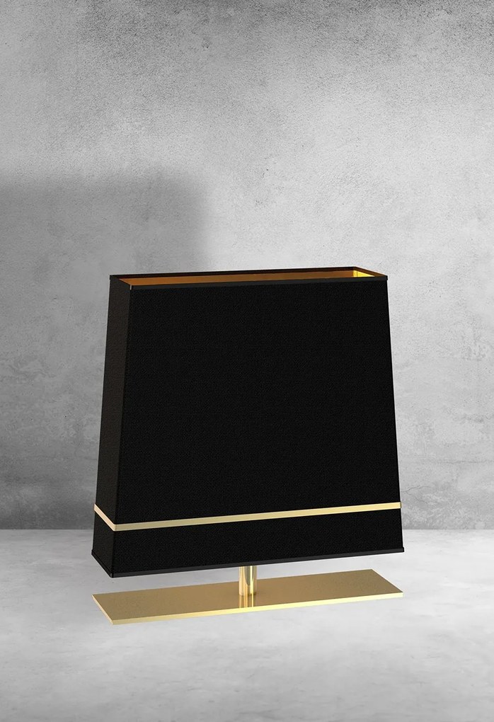 Stolná lampa Volans, 1x čierne/zlaté textilné tienidlo, g