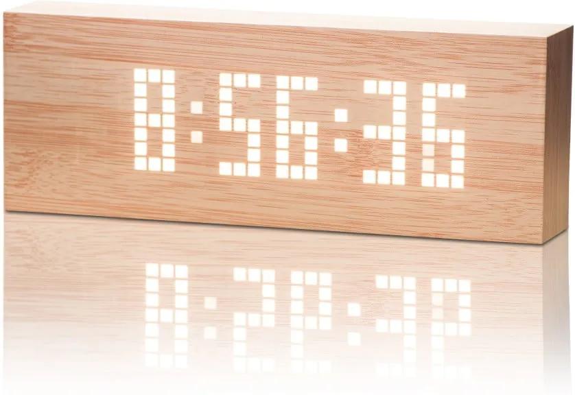 Svetlohnedý budík s bielym LED displejom Gingko Message Click Clock