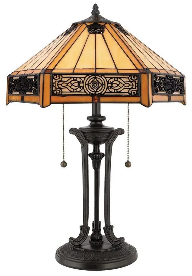 Elstead QZ-INDUS-TL - Stolná lampa INDUS 2xE27/60W/230V jantárové sklo ED0175