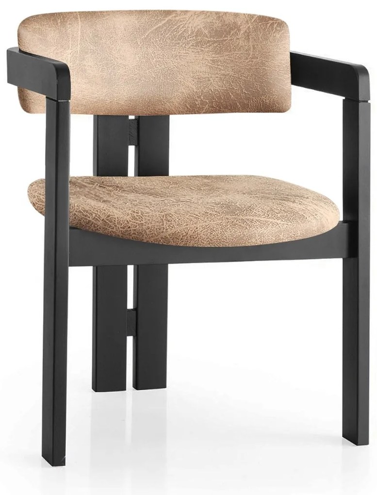 Jedálenská stolička CO z masívu čierna/béžová