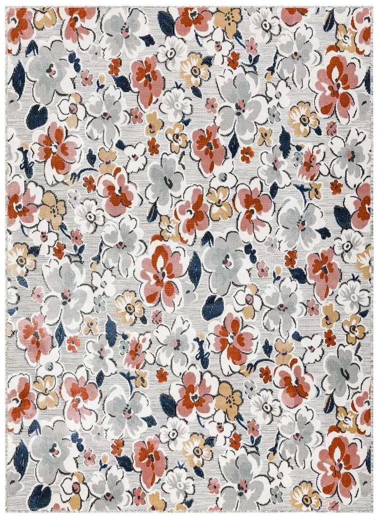 Dywany Łuszczów Kusový koberec Botanic 65239 flowers grey – na von aj na doma - 78x150 cm