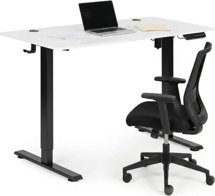 Elektrický nastaviteľný stôl 120 x 60 cm, nastaviteľná výška 72-117 cm, biely