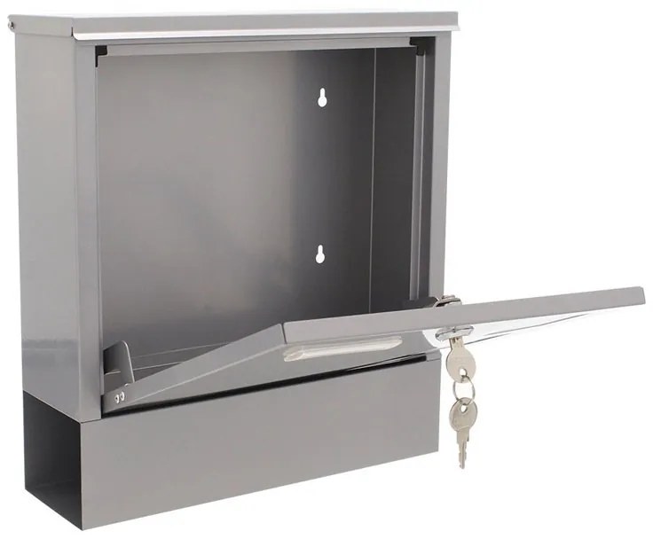 Poštová schránka LAGO, 330 x 305 x 97 mm, strieborná