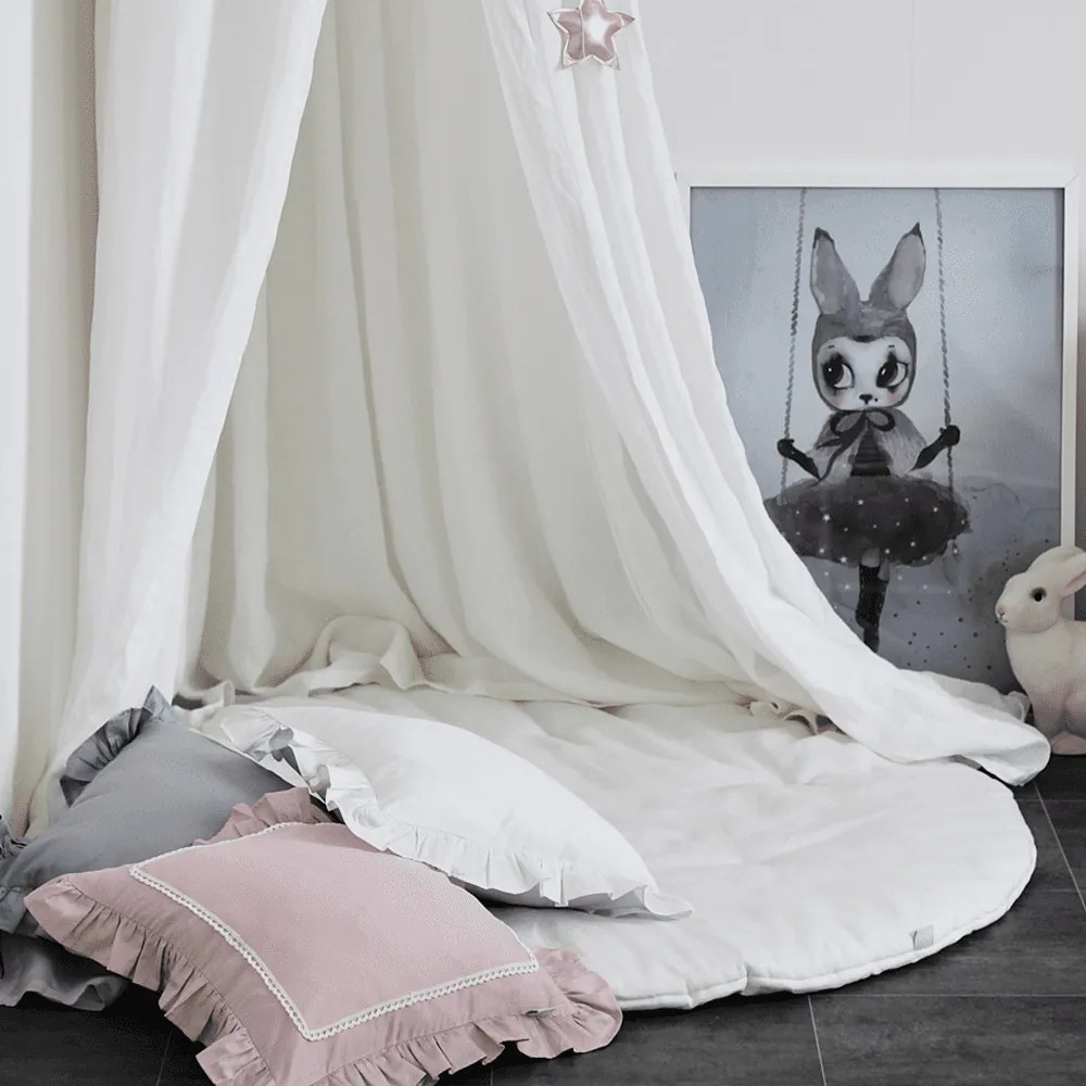 Detská ľanová podložka na hranie biela