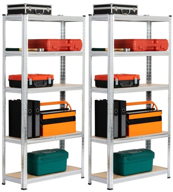 Set 2 kovových regálov 70x30x154 cm strieborný