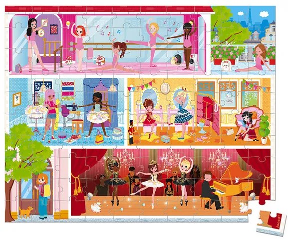 Janod Puzzle v kufríku 100ks: Škola baletu