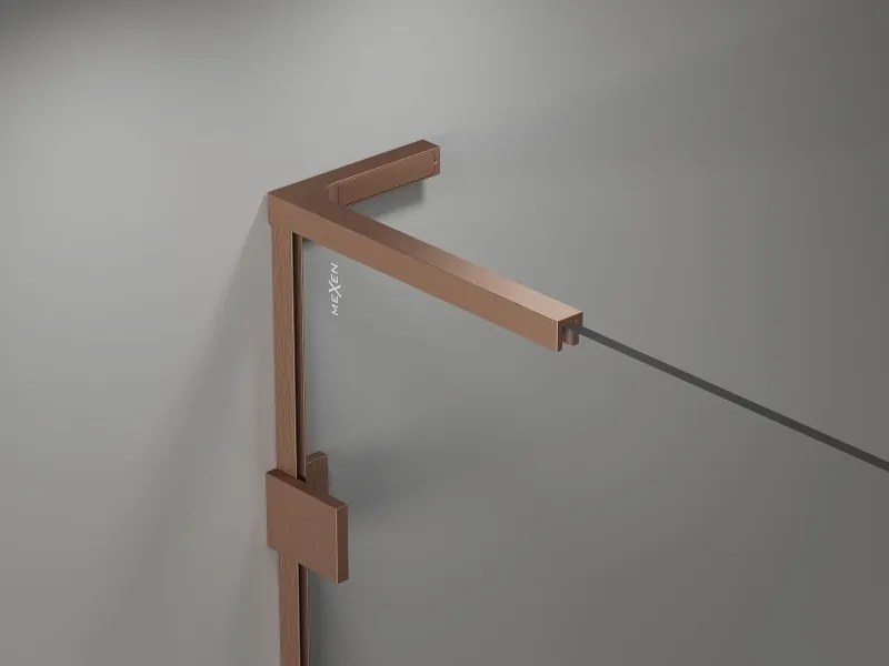 Mexen Lunar, L Duo sklápací sprchový kút 120 x 70 cm, 8mm číre sklo, profil medená matná, 834L-120L-070P-65-00