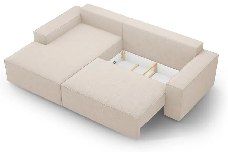 Béžová rozkladacia rohová pohovka z textílie bouclé (ľavý roh) Jodie – Micadoni Home