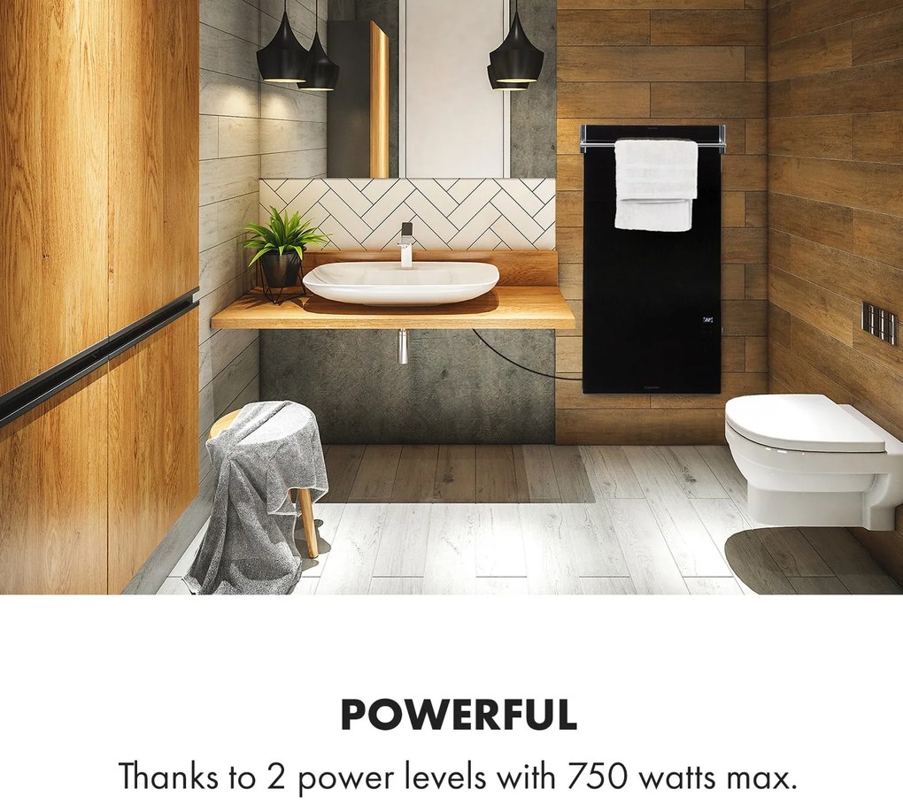 Klarstein Hot Spot Crystal Spotless Smart, infračervený ohrievač, 750 W, aplikácia, čierny