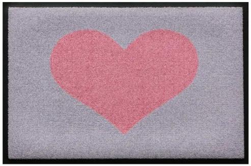 Srdiečkový vzor-premium rohožka - sivo-ružová (Vyberte veľkosť: 100*70)