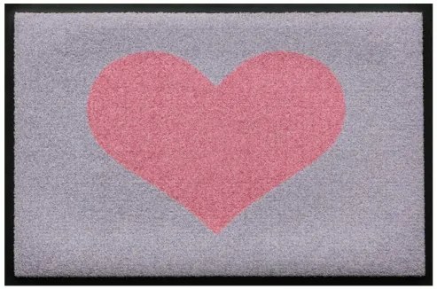 Srdiečkový vzor-premium rohožka - sivo-ružová (Vyberte veľkosť: 60*40 cm)