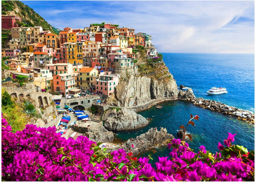 Sklenený obraz - Talianska dedinka Manarola (70x50 cm)
