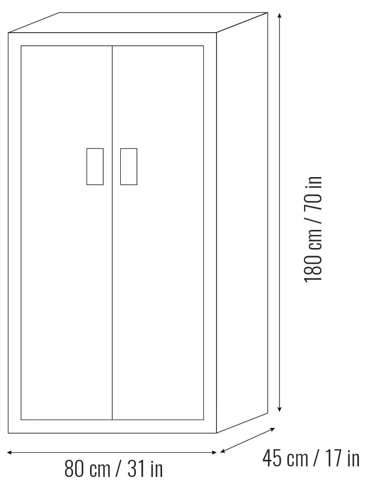 Plechová skriňa 180x80x45cm so 4 policami