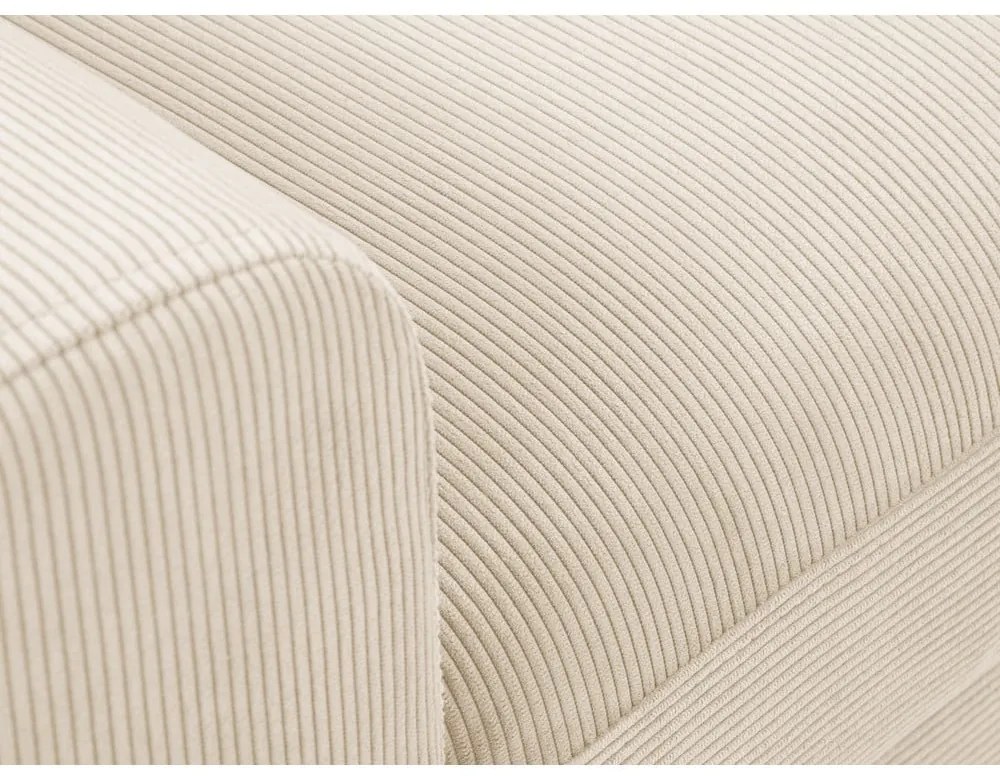 Béžová menčestrová rozkladacia rohová pohovka Micadoni Home Moghan, pravý roh