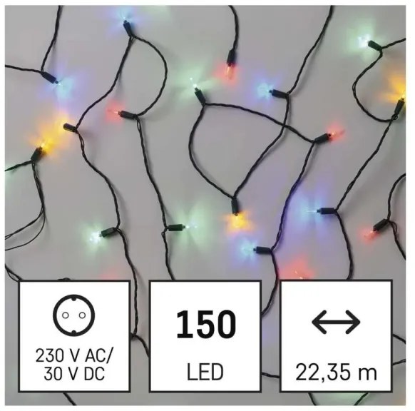 LED vonkajší svetelný reťaz 150xLED/27,35m IP44 viacfarebný