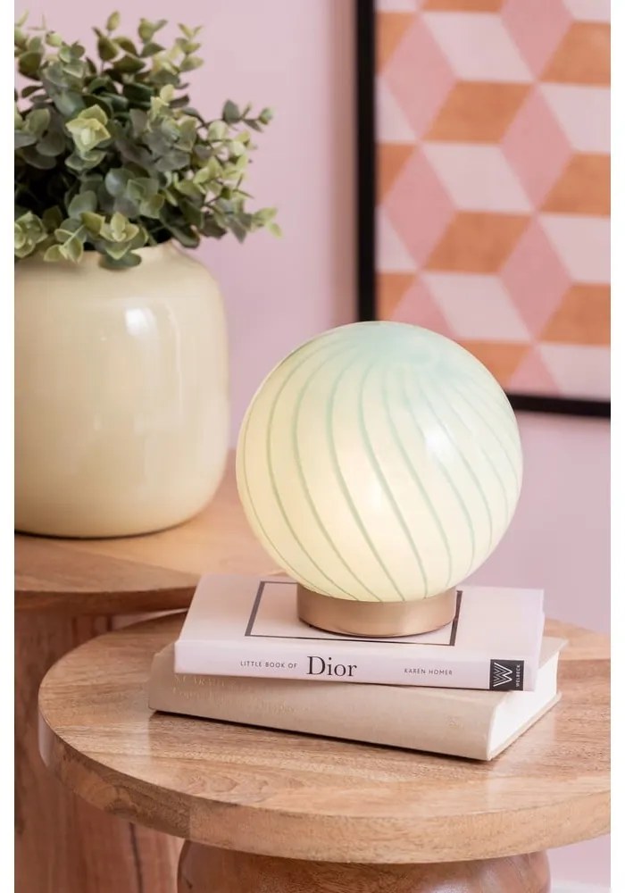 Svetlozelená stolová lampa so skleneným tienidlom (výška 17 cm) Summer Globe – Leitmotiv