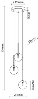 Závesné svietidlo gule čierno-zlaté NILOS 3