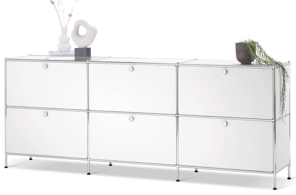 Odkladacia skrinka »CN3« so 6 výklopnými dvierkami, biela