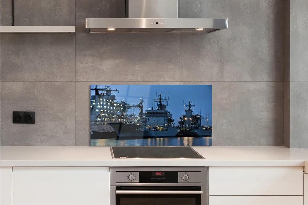 Sklenený obklad do kuchyne Lode morské oblohy 125x50 cm