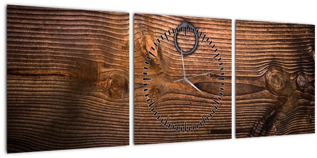 Obraz textúry dreva (s hodinami) (90x30 cm)