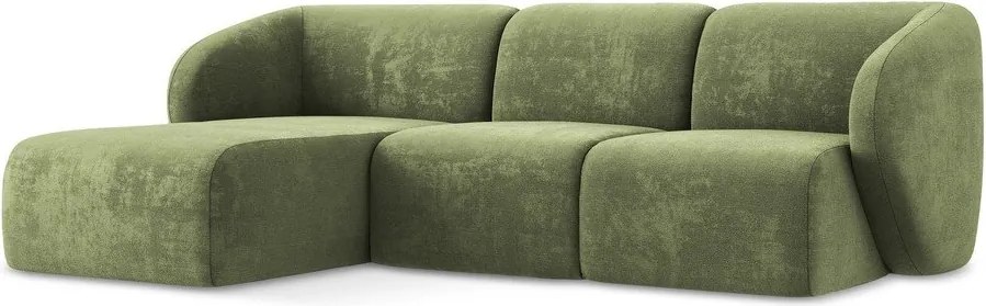 Zelená ženilková rohová pohovka (ľavý roh/s leňoškou) Lani – Makamii