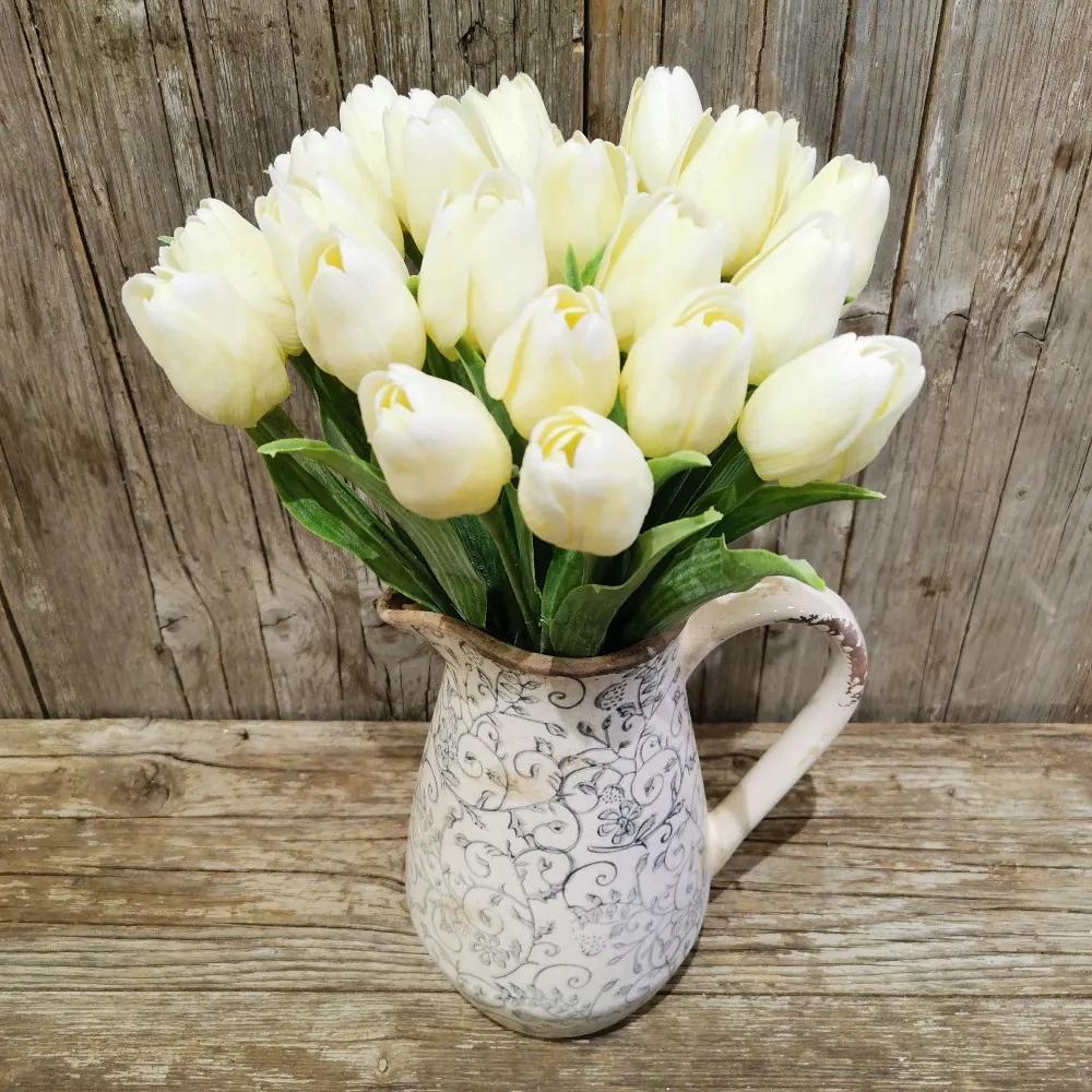 tulipán smotanovo biely gumený jemne bielený 43cm cena za 1ks
