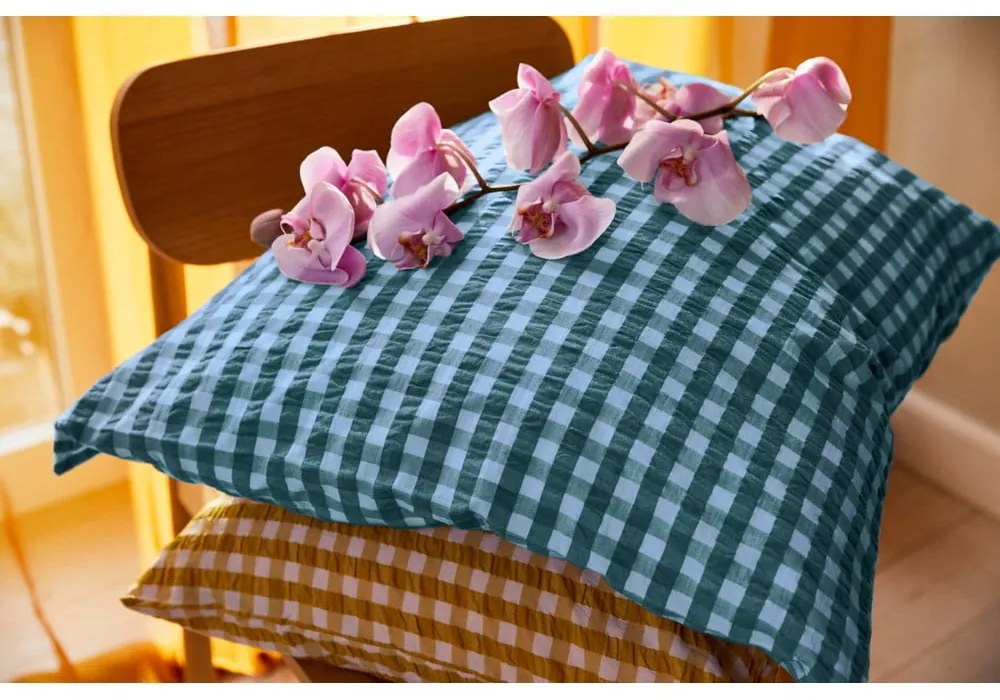 Zelené/modré krepové obliečky na jednolôžko 140x200 cm Bæk&Bølge – JUNA