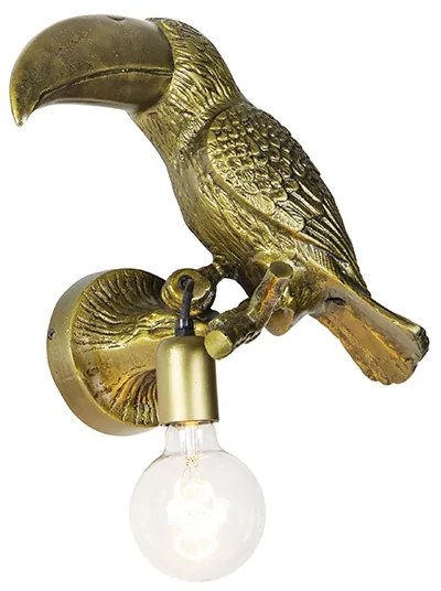Vintage nástenná lampa mosadz - Animal Toucan
