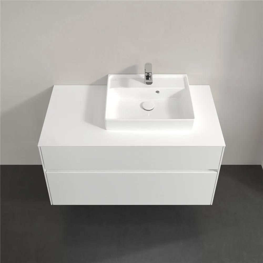 VILLEROY &amp; BOCH Collaro závesná skrinka pod umývadlo na dosku (umývadlo vpravo), 2 zásuvky, 1000 x 500 x 548 mm, Glossy White, C01500DH