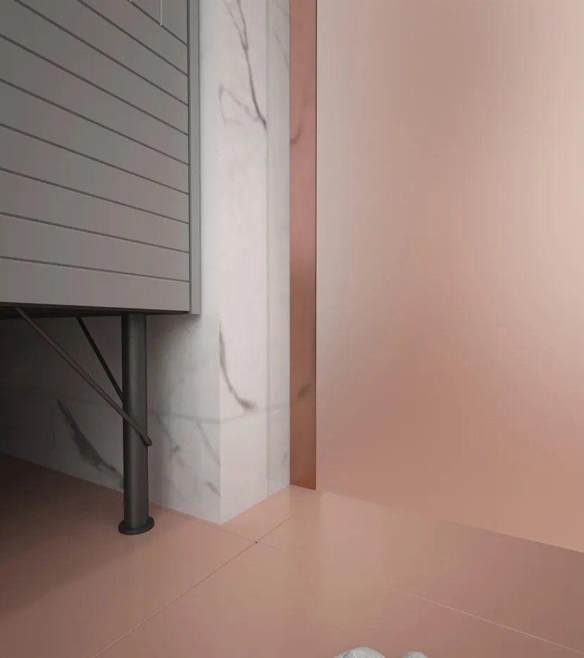 Erga Paris, sprchová zástena Walk-In 70x200 cm, 8mm sklo námraza, medený matný profil, ERG-V02-PARIS-070x200-FR-CO