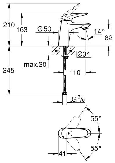 GROHE 23715003 - Umývadlová batéria EUROSTYLE veľkosť S lesklý chróm