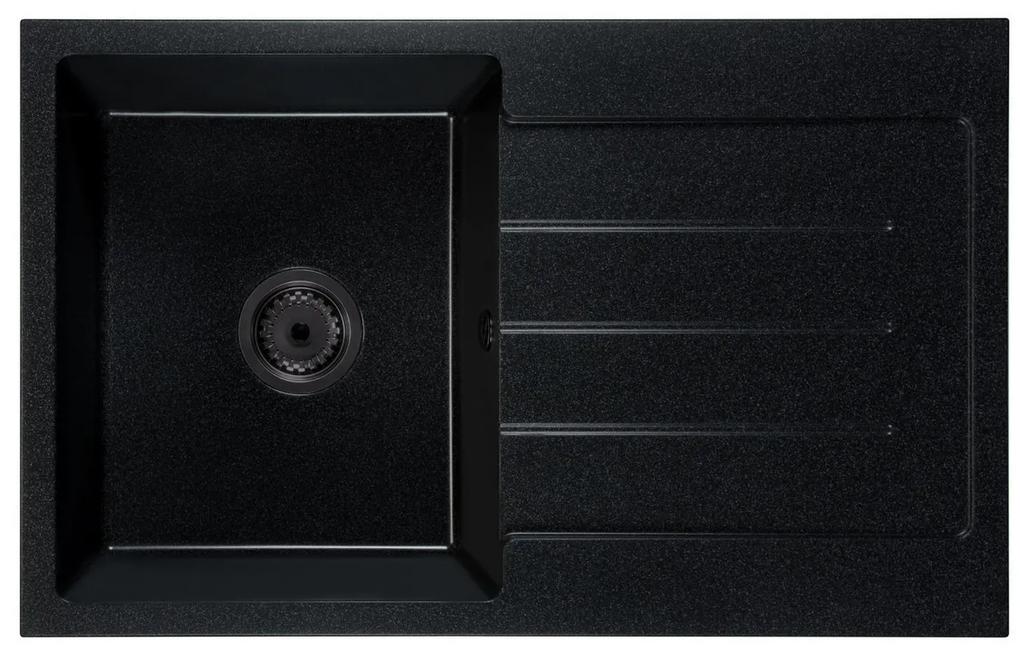 Kuchynský drez Ruxom (čierna + textúra) (s 1 otvorom pre batériu) (P). Vlastná spoľahlivá doprava až k Vám domov. 1066165