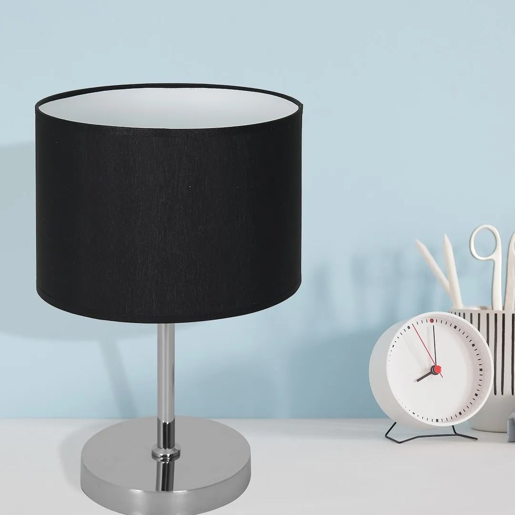 Stolná lampa Casino, 1x čierne textilné tienidlo, ch