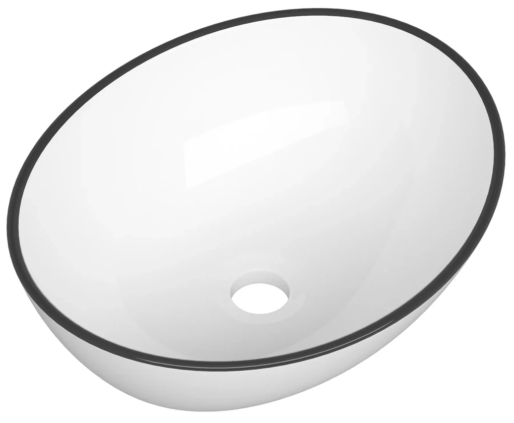 Gamma Lilo, umývadlo na dosku 410x330x150 mm, biela s čiernym okrajom, GMA-UC-LILO