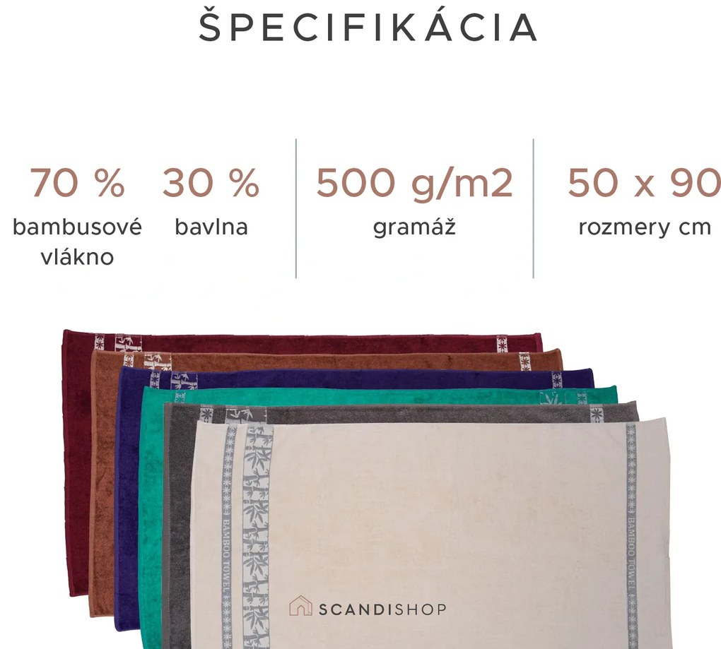 Bambusový uterák BAMBOO 50 x 90 cm vínový, 70% bambusové vlákno | 30% bavlna