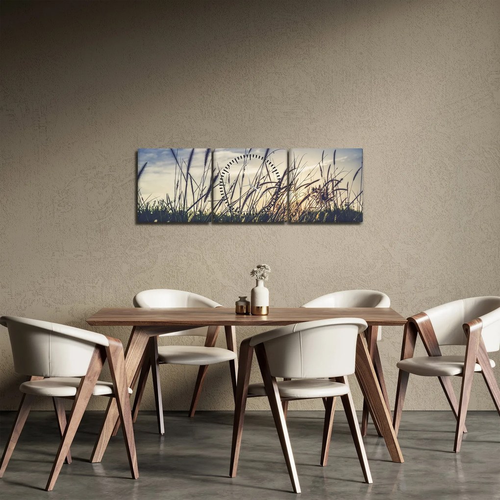 Obraz lúčnych kvetov (s hodinami) (90x30 cm)