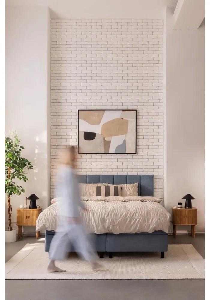 Modrá boxspring posteľ s úložným priestorom 160x200 cm Elva Bold Line – Bonami Selection