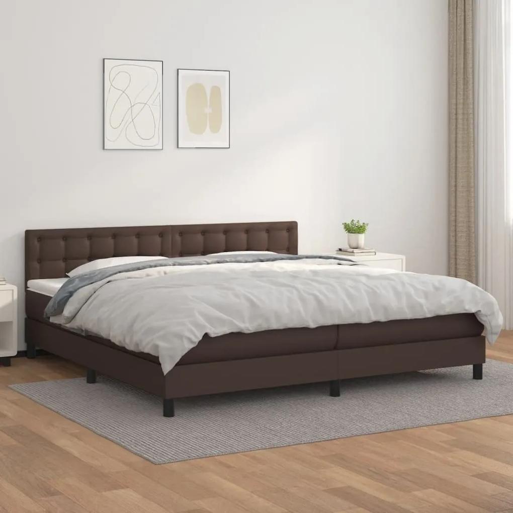 Boxspring posteľ s matracom hnedá 200x200 cm umelá koža 3141146