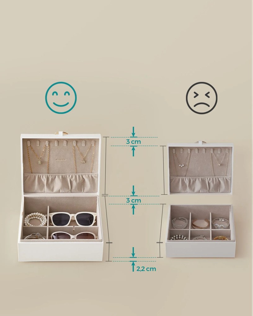 Šperkovnica Emily, 20,5x24x11 cm, biela