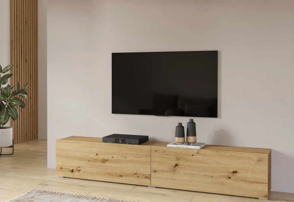 TV stolík AVANA 2KL, 180x35x30, čierna/wotan