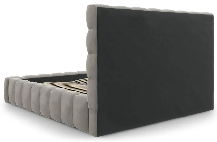 Svetlosivá čalúnená dvojlôžková posteľ s úložným priestorom s roštom 200x200 cm Bali – Cosmopolitan Design