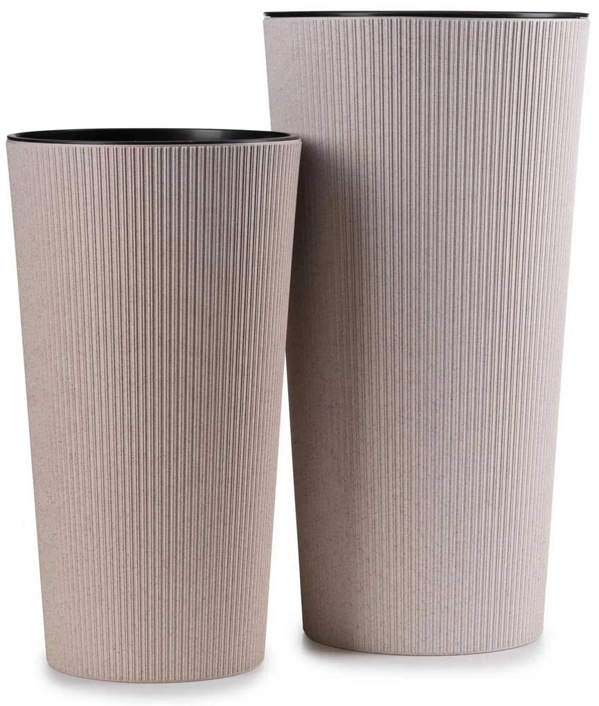 PLASTOVÝ KVETINÁČ URBANIKA ECO SADA 2KS 57X30 CM+46,6X25,5 CM BÉŽOVÁ