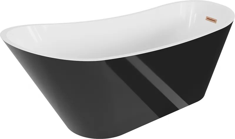 Mexen Alta, voľne stojaca vaňa 170 x 75 cm, biela-čierna, zlatý prepad, 52141707575-G
