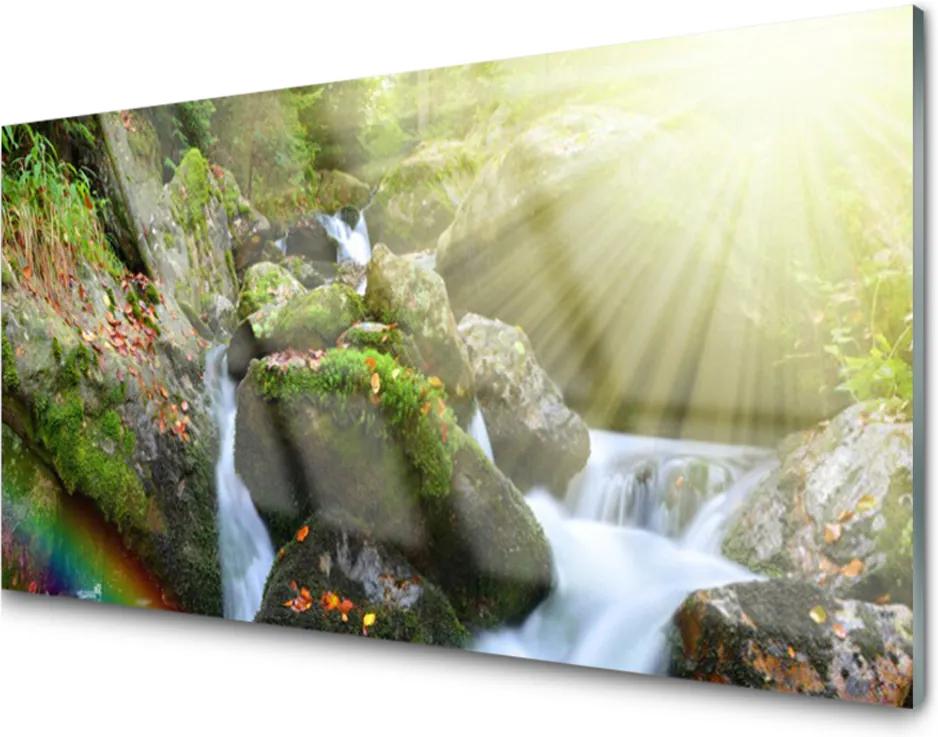 Skleněný obraz Vodopád Duha Příroda Potok