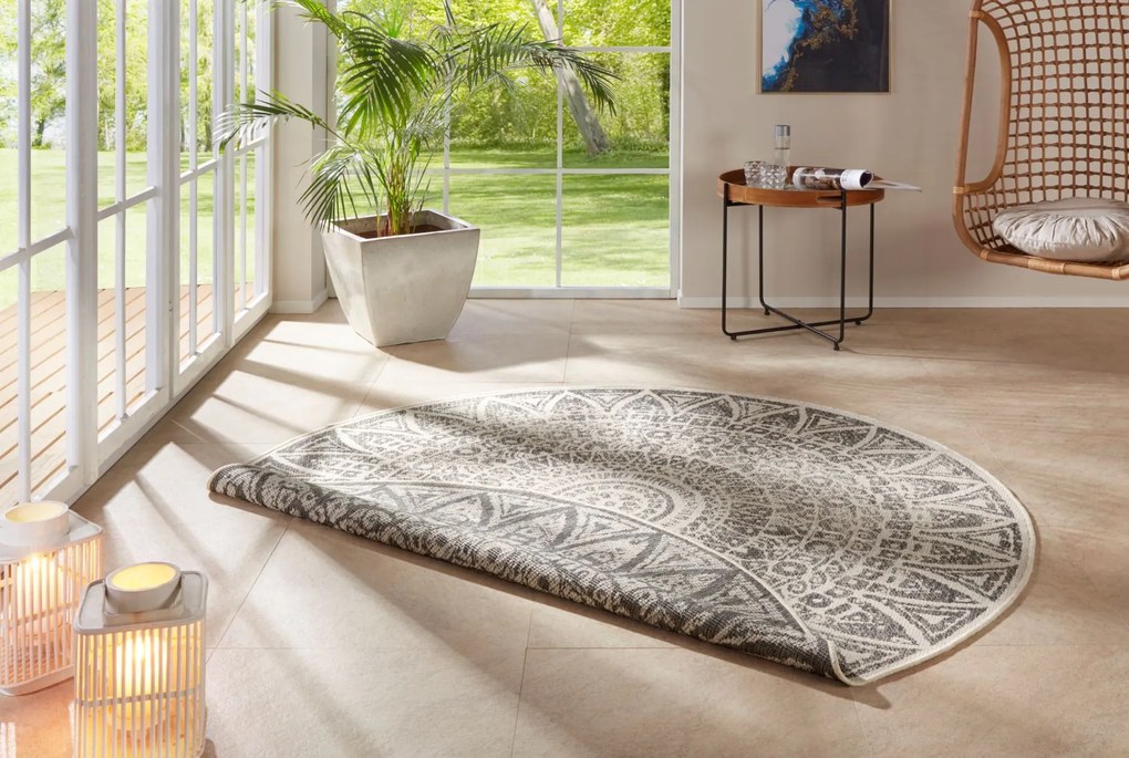 MK Original: Produkty s rodokmenem, Kusový koberec Mojkoberec Original Nora 104160 Grey Creme kruh – na von aj na doma, 200x200 (priemer) kruh, šedá, chodba / predsieň