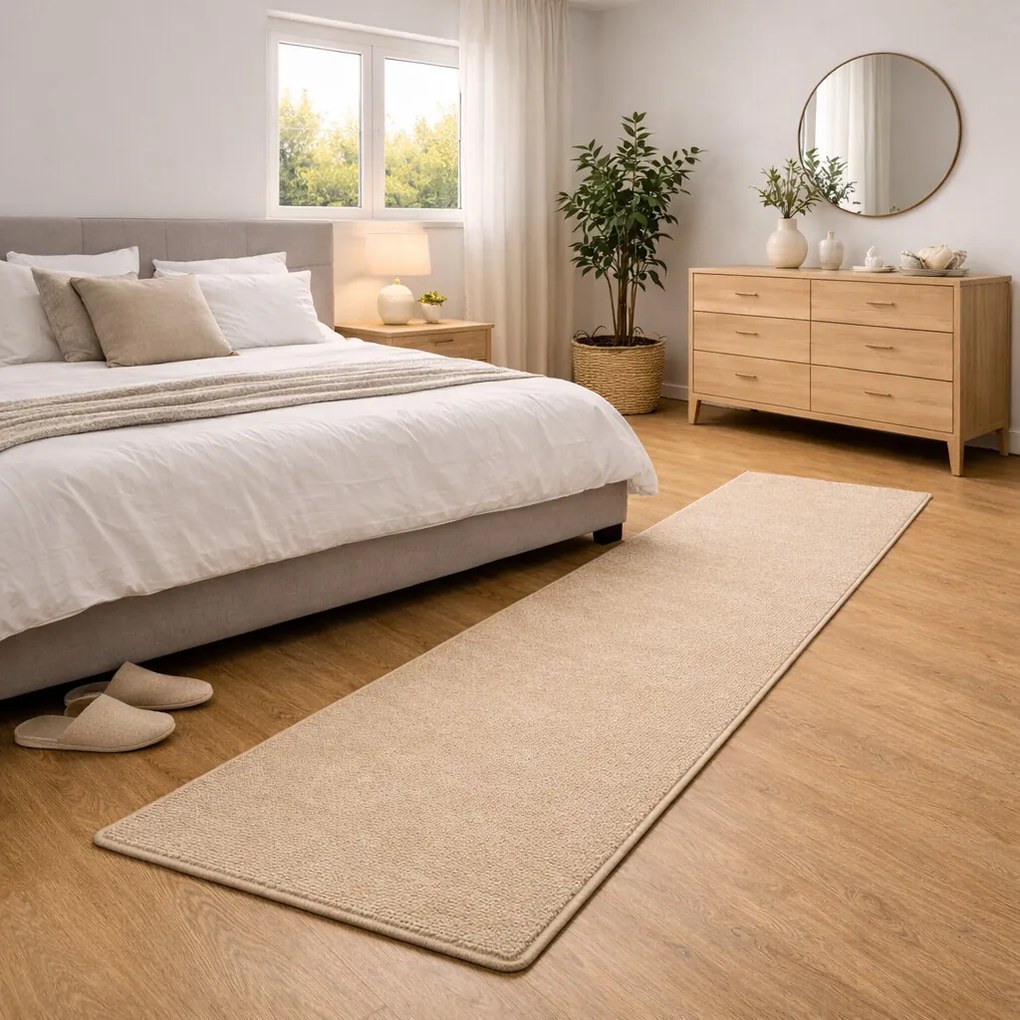 Vopi, Koberec behúň na mieru Eton béžový 70, šíre 50 cm, béžová, chodba / predsieň