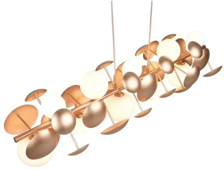 Závesné svietidlo so skleneným tienidlom v zlato-bielej farbe Bubble – Trio Select